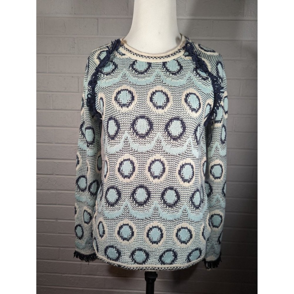 Maria‎ Filo Women's Blue and Beige Knit Sweater Size M